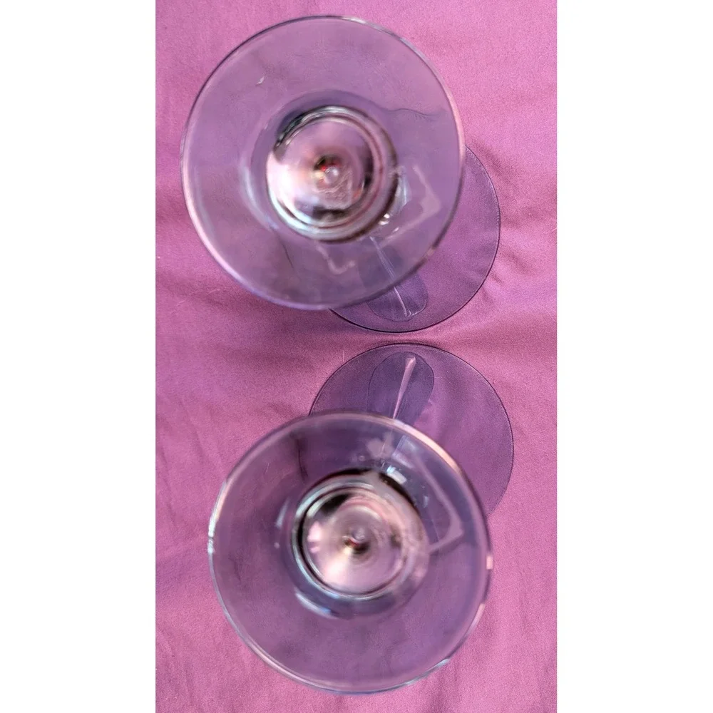 2 Vintage Italian Si-An Wine Cocktail Martini Glass - Blue/Amber Ball Stem 6